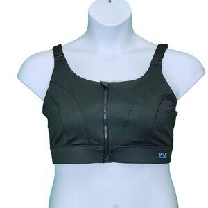 VFUS Zip Front Sports Bra Womens XL Army Green Back Athletic Gym Adjustable H01X